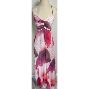 Express Floral Pleated Sleeveless Maxi Dress